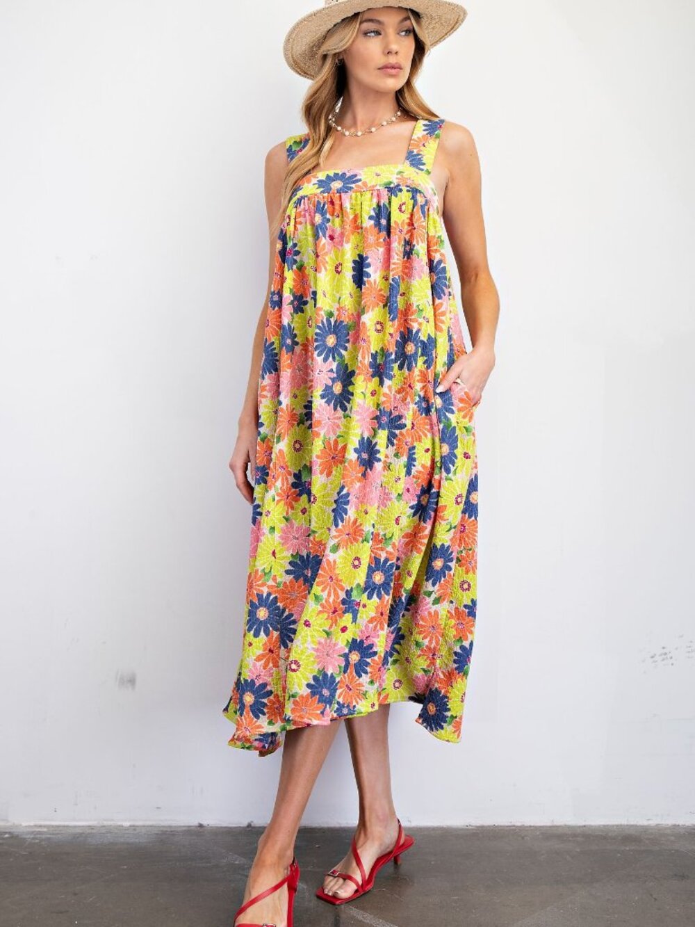 EASEL FLOWING MIDI DRESS-BRIGHT COLORS